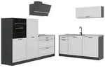 Vicco K&uuml;chenzeile R-Line, Wei&szlig; Landhaus/Anthrazit, 220 cm Arbeitsplatte Marmor