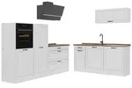 Vicco K&uuml;chenzeile R-Line, Wei&szlig; Landhaus/Wei&szlig;, 220 cm Arbeitsplatte Goldkraft...