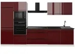 Vicco K&uuml;chenzeile R-Line, Rot Hochglanz/Wei&szlig;, 340 cm Arbeitsplatte Anthrazit