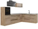 Vicco Winkelk&uuml;che R-Line, Sonoma/Goldkraft Eiche, 287 x cm Arbeitsplatte Marmor