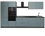 Vicco K&uuml;chenzeile R-Line, Blau-Grau/Anthrazit, 340 cm Arbeitsplatte Anthrazit