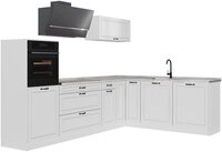 Vicco Winkelk&uuml;che R-Line, Wei&szlig; Landhaus/Wei&szlig;, 287 x cm Arbeitsplatte Marmor