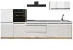 Vicco K&uuml;chenzeile R-Line, Wei&szlig; Hochglanz/Goldkraft Eiche, 340 cm Arbeitsplatte