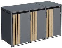 HOME DELUXE M&uuml;lltonnenbox mit Front in Holzoptik - KANTO (f&uuml;r 3 x 240L),