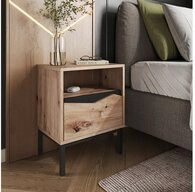 Vicco Nachtschrank Elvano, Eiche/Schwarz, 40 x 50 cm
