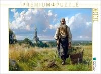 CALVENDO Puzzle CALVENDO Puzzle Russischer Bauer vor einer Kirche bei der...