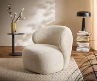 DELIFE Cocktailsessel Pulo, Pl&uuml;sch Creme-Wei&szlig; 80x80 cm Loungesessel