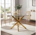 STILVORA Esstisch Runder Couchtisch Beistelltisch im modernen Stil, Gold+Glas...