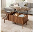 OKWISH Couchtisch Retro-Couchtisch mit h&ouml;henverstellbarer Platte & Schiebet&uuml;r
