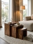 KADIMA DESIGN Satztisch 3er Set Satztisch Massiv-Holz Wohnzimmer-Tisch...