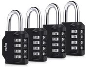 LuxusKollektion Vorh&auml;ngeschloss Zahlenschloss 4-stellig 4er-Set schwarz