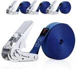 LuxusKollektion Spanngurt Spanngurt mit Ratsche 6m x 25mm Blau 4 Stk. (4-St)