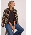 STREET ONE Blouson Fake Fur Blouson mit Strickdetails und Leo-Optik braun 34 EU