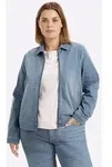 Sheego Blusenblazer Jeansblazer Langarm blau 42 EU