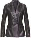 Lederimitat-Blazer LASCANA, Damen, Gr. 44, schwarz, Web, Obermaterial: 100%