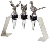 EDZARD Flaschenverschluss Kay, 3er-Set, Hirsch, Fuchs und Fasan, Edelstahl,...