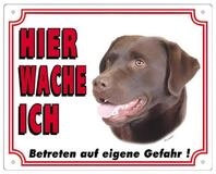 Nobby Warnschild Warntafel Labrador dunkel mit offenem Maul auf hellem...