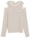 Langarmshirt S.OLIVER JUNIOR, M&auml;dchen, Gr. 134/140, nature burgundy, Rippware,