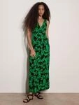 Apricot Maxikleid Druckkleid mit Blattmuster schwarz XS (34)