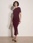 Apricot Midikleid Plissiertes Kleid mit R&uuml;schen mit Raffungen