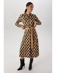 Aniston SELECTED Midikleid (2-tlg) mit Retromuster und abnehmbarem Bindeband -...