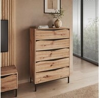 Vicco Kommode Elvano, Eiche/Schwarz, 79.2 x 120 cm mit 5 Schubladen (1 St)