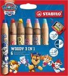 STABILO Marker STABILO woody 3 in 1 PAW Patrol &ndash; 6 Stifte mit Spitzer