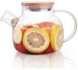 LuxusKollektion Teekanne Glas-Teekanne mit Bambusdeckel 600ML/20,3OZ Teesieb