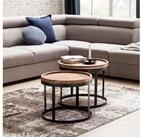 FINEBUY Beistelltisch SuVa2500_1 Couchtisch 2er Set Massivholz Wohnzimmertisch