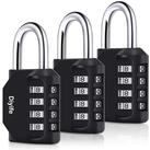 LuxusKollektion Vorh&auml;ngeschloss Zahlenschloss 4-stellig 3er-Pack Schwarz