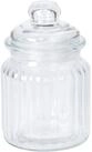 Excellent Houseware Vorratsglas Geriffeltes Glas mit Deckel, Glas