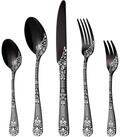 LuxusKollektion Besteck-Set Besteckset Schwarz Edelstahl 6 Personen Gabel...
