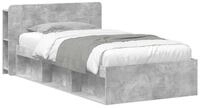vidaXL Bett Bettgestell mit Stauraum Betongrau 90 x 200 cm Holzwerkstoff (1-tlg)