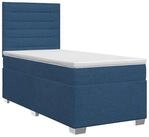 vidaXL Bett Boxspringbett mit Matratze mit Kopfteil Blau 100 x 200 cm Stoff...