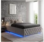 tectake Polsterbett Komfortbett mit LED-Leisten & Stauraum - Samtoptik mit
