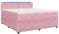 vidaXL Bett Boxspringbett mit Matratze mit Kopfteil Rosa 140 x 190 cm Samt...