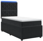 vidaXL Bett LED Boxspringbett mit Matratze Schwarz 90 x 190 cm Samt (1-tlg)