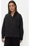 camel active Hemdbluse mit Stehkragen Langarm unifarben schwarz XS (34)