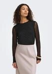 Shirtbluse ONLY "ONLNOVA L/S MESH TOP WVN", Damen, Gr. L, schwarz (schwarz aop:743