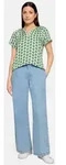 Cartoon Shirtbluse Damen mit R&uuml;schen gr&uuml;n 34 EU
