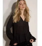 Apricot Klassische Bluse Bluse mit strukturiertem Peplum-Saum Knopfleiste...