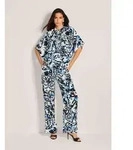 MADELEINE Kurzarmbluse Oversized-Bluse mit R&uuml;schen Viskosebluse mit Rundhals,