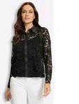 heine Klassische Bluse Spitzen-Bluse Langarm schwarz 34