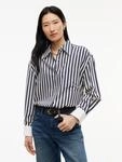 Langarmbluse TOMMY HILFIGER "FLUID DOUBLE CUFF SHIRT", Damen, Gr. 34, blau (banker