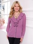 Langarmbluse CLASSIC BASICS, Damen, Gr. 50, lila (violett), 100% Polyester,