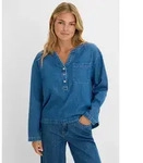 bonprix Jeansbluse Tunika, aus reiner Baumwolle, Oversize-Passform, Langarm