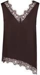 Satinbluse ZERO "Satin-Bluse mit Spitzeneinsatz", Damen, Gr. 42, braun (chocolate