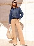 Jeansbluse HEINE, Damen, Gr. 50, blau (dunkelblau), 100% Baumwolle, unifarben,...