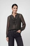 Monari Langarmbluse Bluse Punktedruck allover Regular fit mit Volants schwarz XS (34)