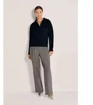 MADELEINE Strickpullover Patentstrick-Pullover mit Polo-Kragen &Uuml;berlappender